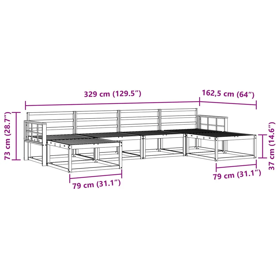 Ensemble de canapés d'extérieur 6 pcs Naturel - 8