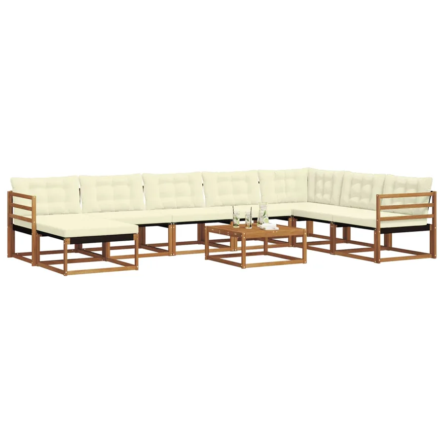 Ensemble de canapés d'extérieur 9 pcs Naturel et Crème - 3
