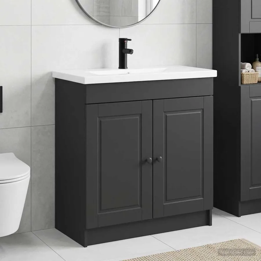 Ensemble de mobilier de salle de bain Noir 56 x 37,5 x 81 cm