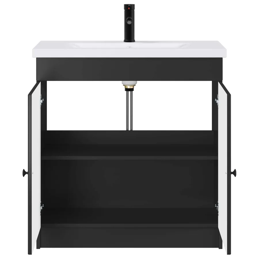 Ensemble de mobilier de salle de bain Noir 56 x 37,5 x 81 cm - 3
