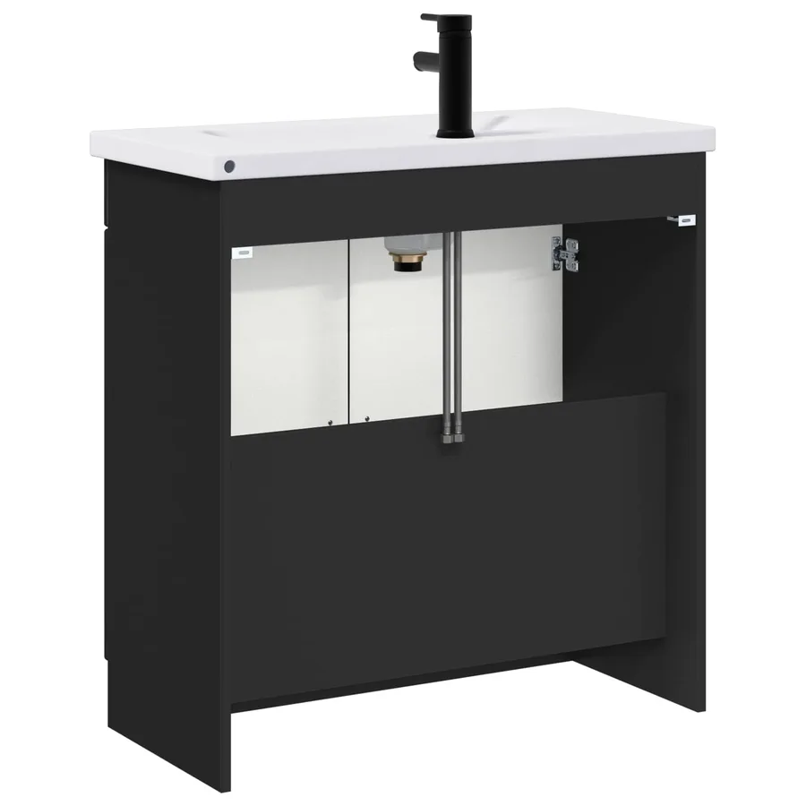 Ensemble de mobilier de salle de bain Noir 56 x 37,5 x 81 cm - 7