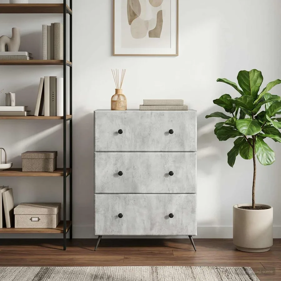 Armoire à tiroirs Gris béton 66 x 34,5 x 90 cm