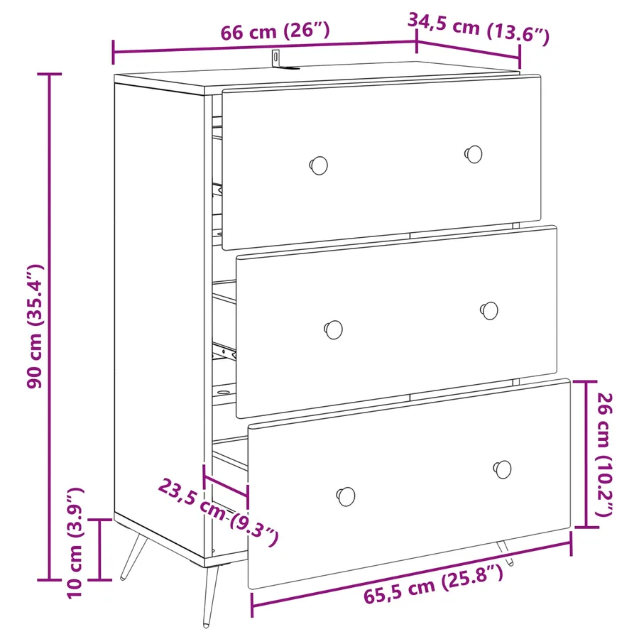 Armoire à tiroirs Gris béton 66 x 34,5 x 90 cm - 11