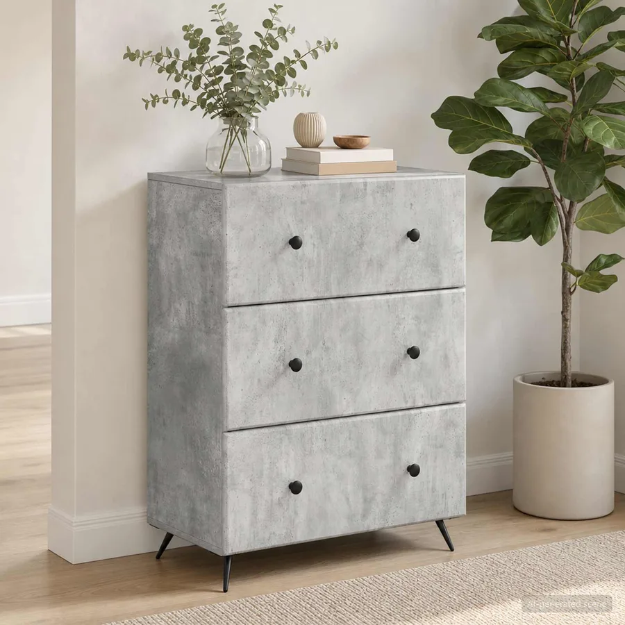Armoire à tiroirs Gris béton 66 x 34,5 x 90 cm - 4