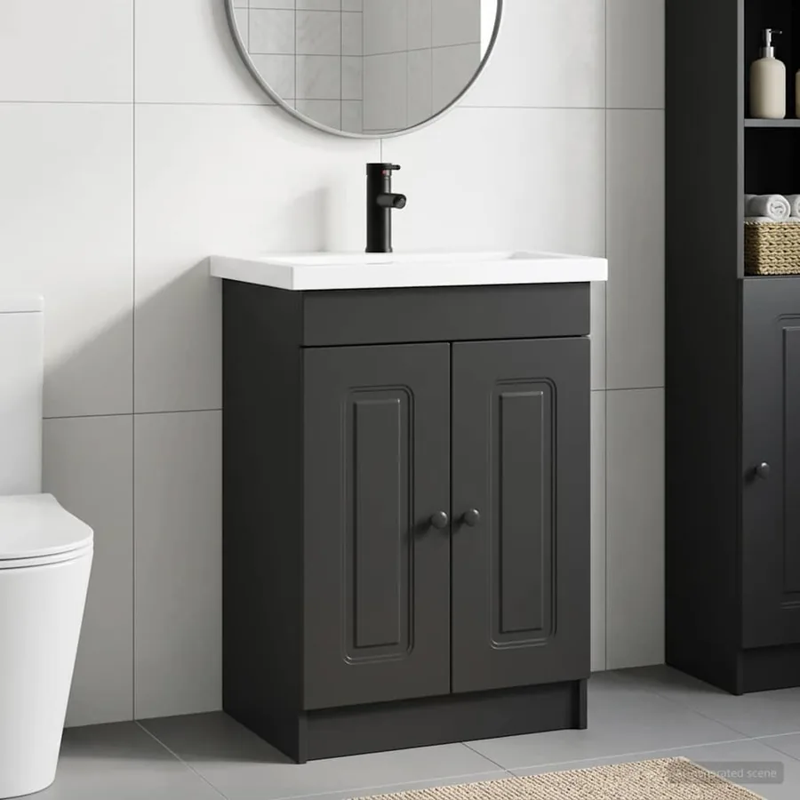Ensemble de mobilier de salle de bain Noir 56 x 37,5 x 81 cm