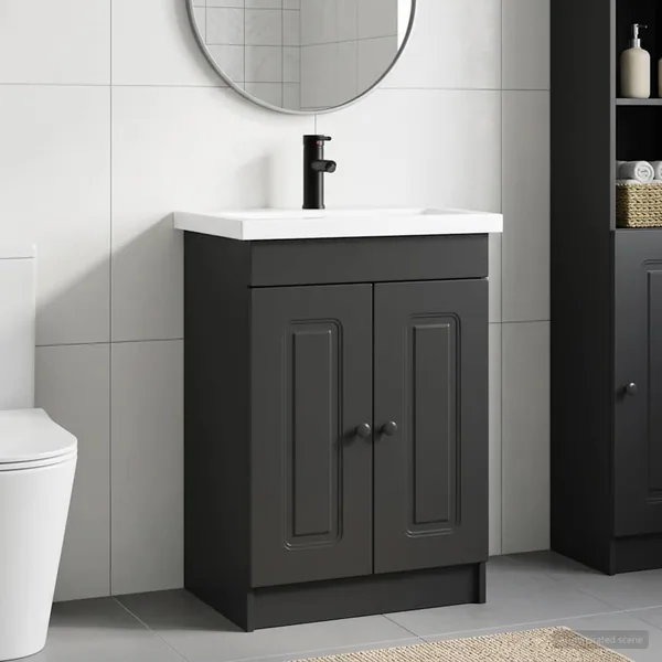 Ensemble de mobilier de salle de bain Noir 56 x 37,5 x 81 cm