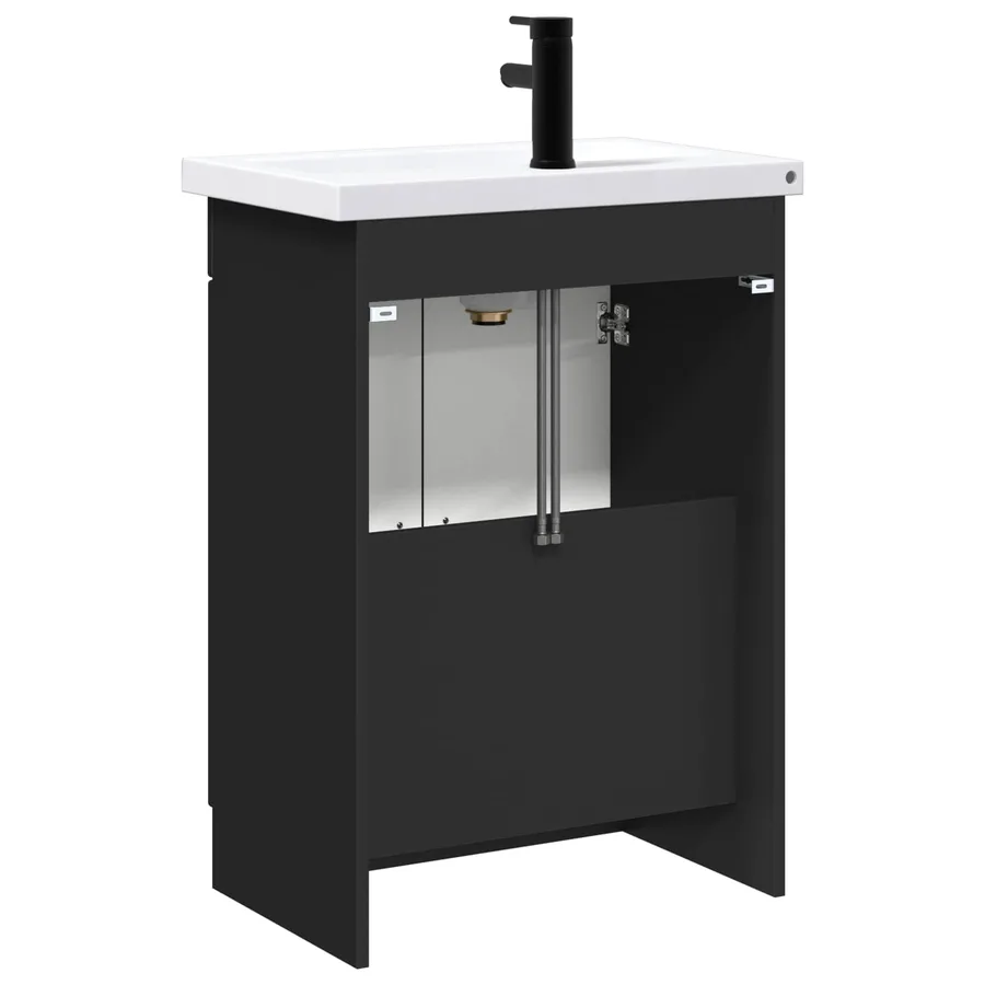 Ensemble de mobilier de salle de bain Noir 56 x 37,5 x 81 cm - 7