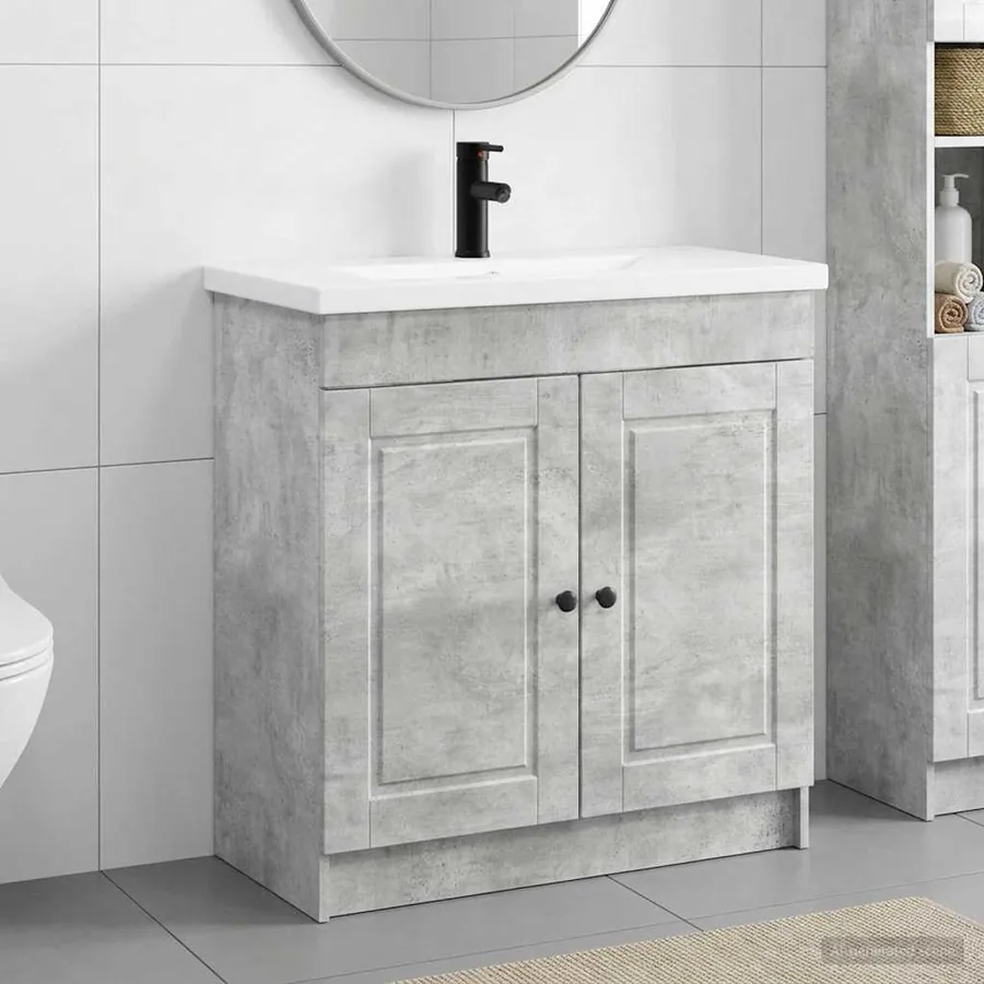 Ensemble de mobilier de salle de bain Gris béton