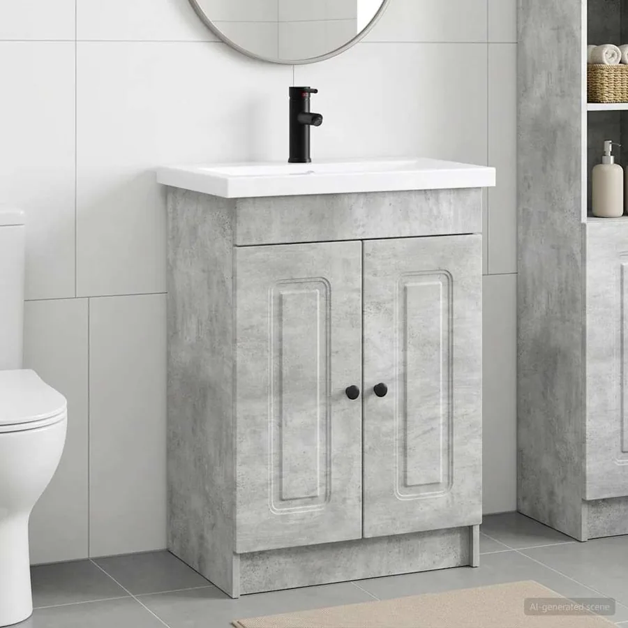 Ensemble de mobilier de salle de bain Gris béton