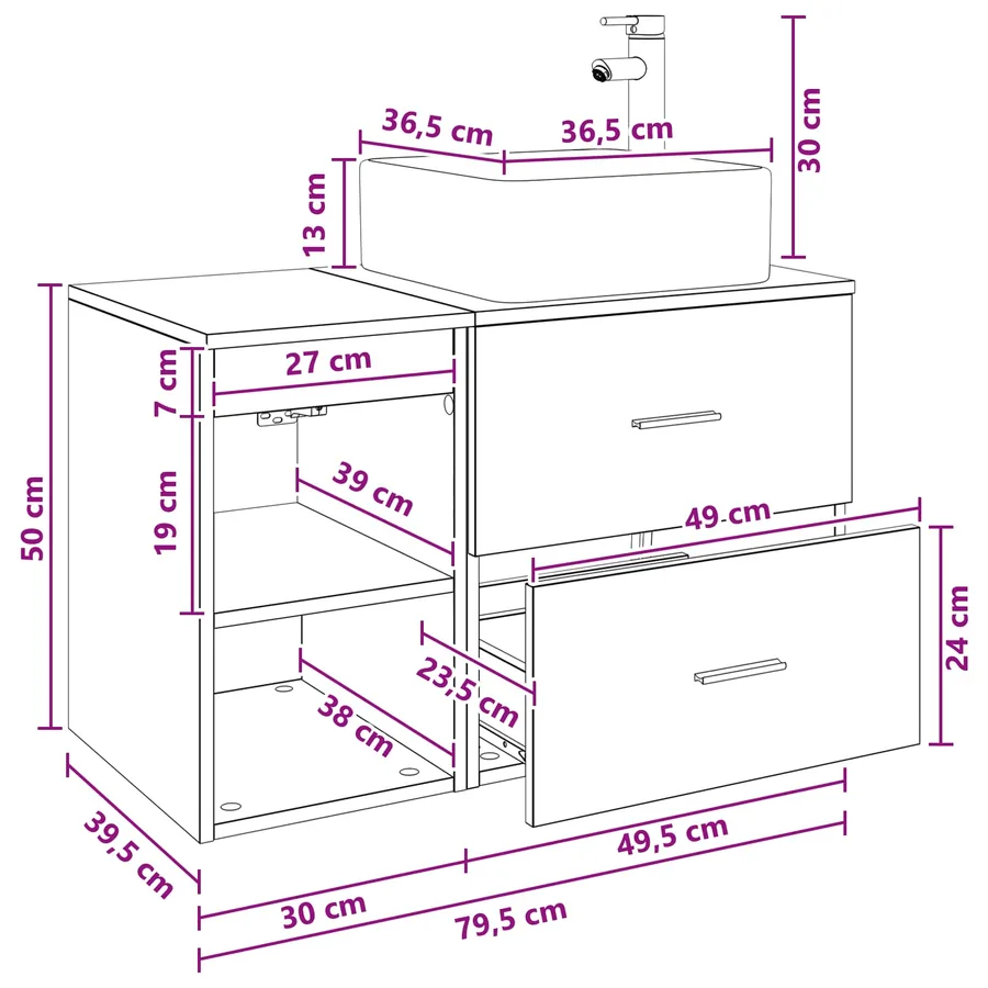 Ensemble de mobilier de salle de bain 2 pcs Sonoma gris - 11