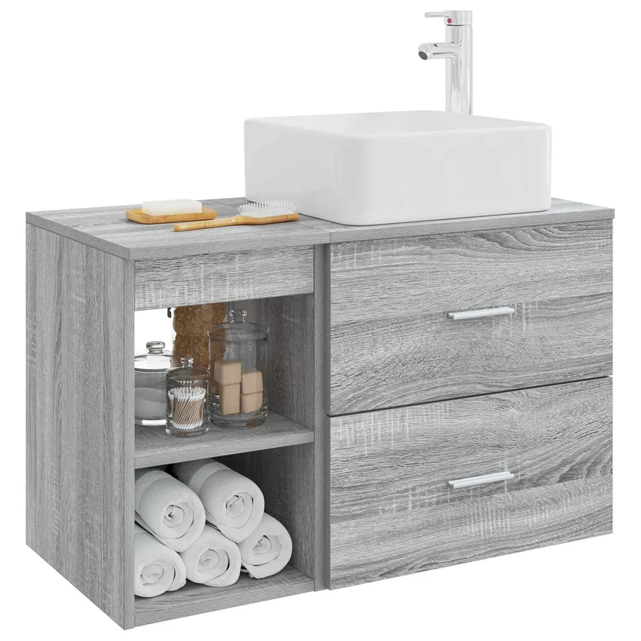 Ensemble de mobilier de salle de bain 2 pcs Sonoma gris - 3