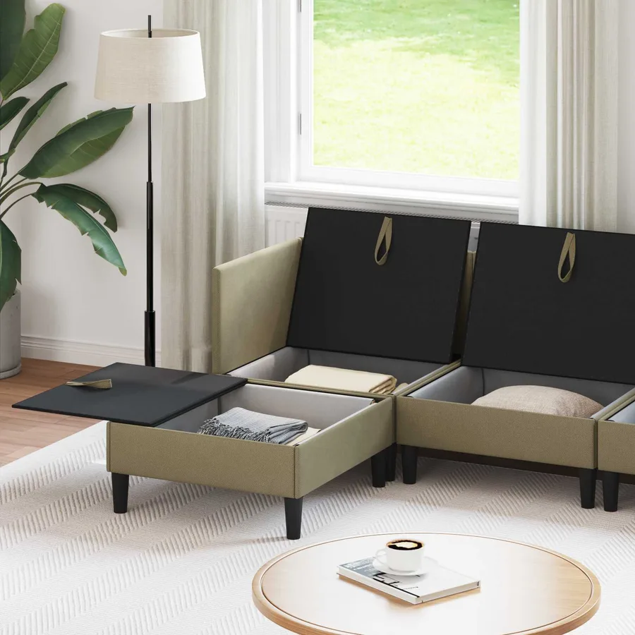 Ensemble de meubles pour le salon 6 pcs Kaki Tissu - 3