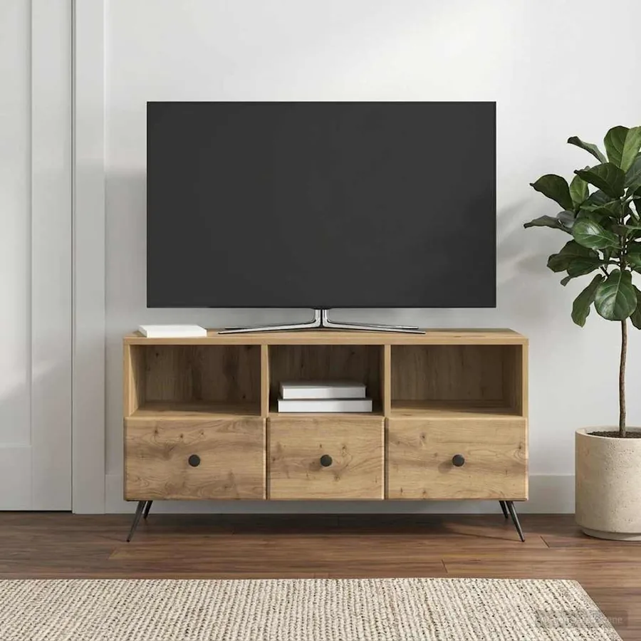 Meuble TV 102 x 34,5 x 50 cm Chêne artisanal Bois d'ingénierie