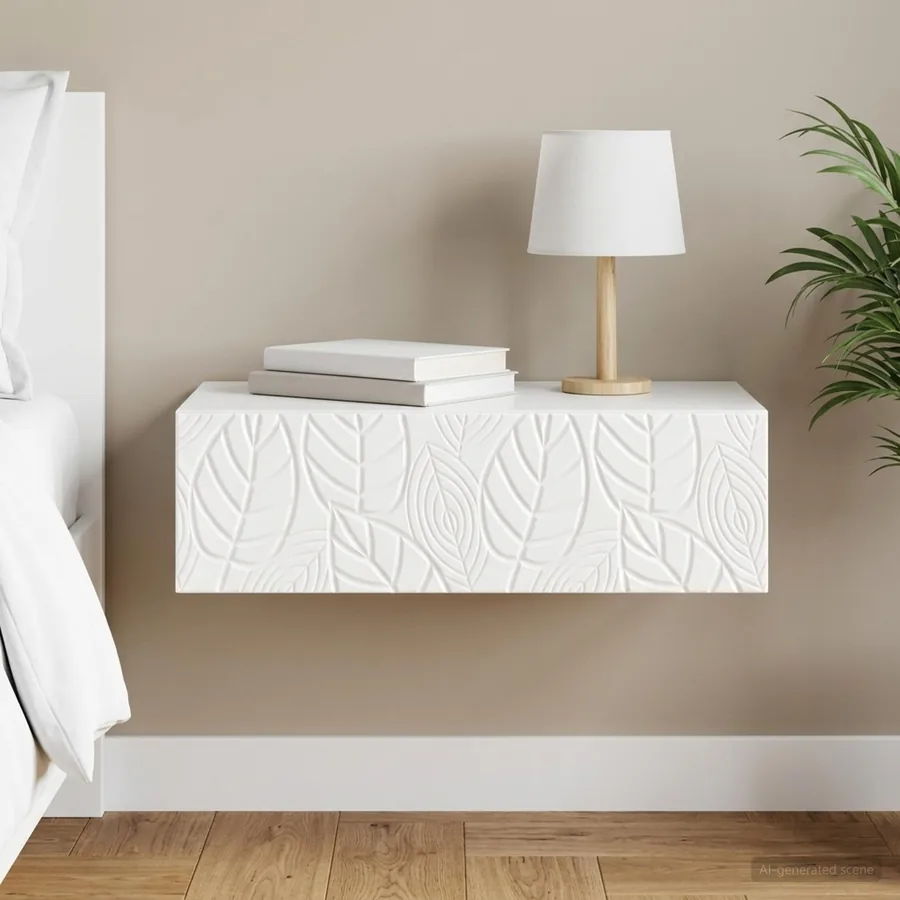 Table d'appoint murale Blanc brillant 59 x 34,5 x 17 cm