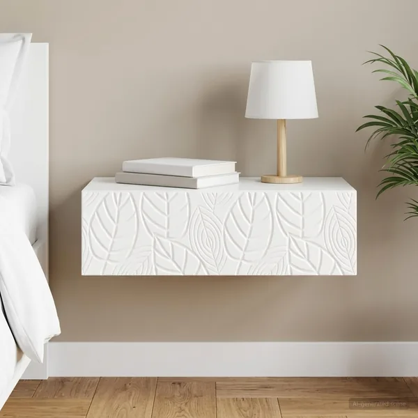 Table d'appoint murale Blanc brillant 59 x 34,5 x 17 cm
