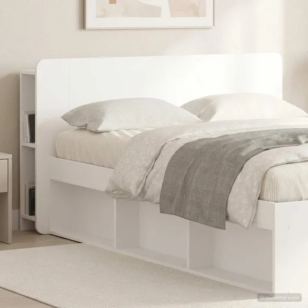 Cabinet de Tête de Lit avec stockage Blanc 135 x 18,5 x 80 cm