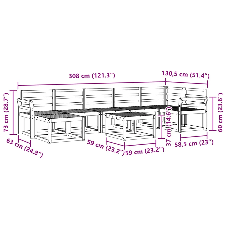 Ensemble de canapés d'extérieur 8 pcs Naturel - 12