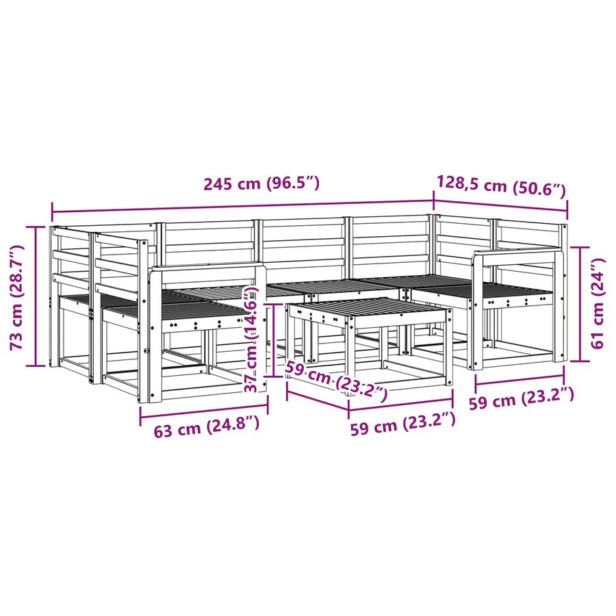 Ensemble de canapés d'extérieur 7 pcs Naturel - 8