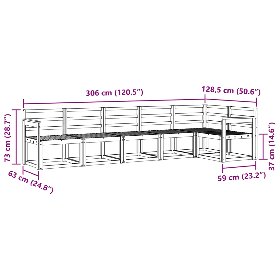 Ensemble de canapés d'extérieur 6 pcs Naturel - 8