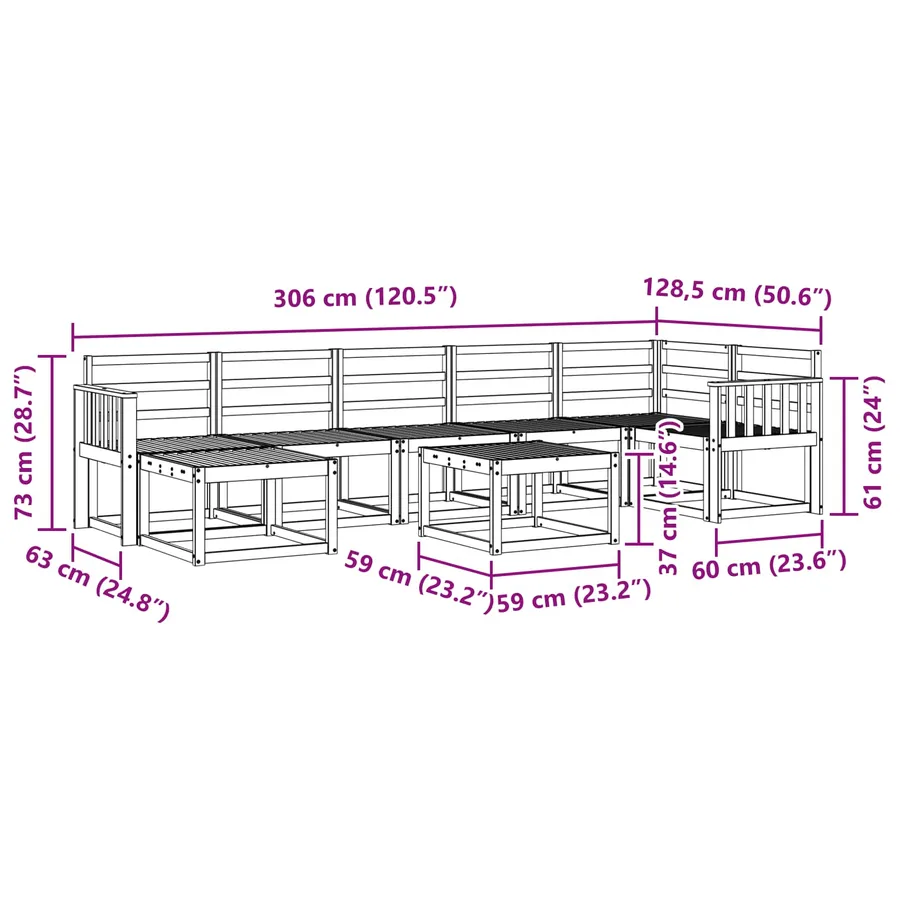 Ensemble de canapés d'extérieur 8 pcs Naturel - 12
