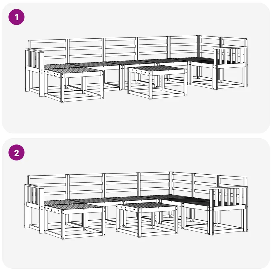 Ensemble de canapés d'extérieur 8 pcs Naturel - 8