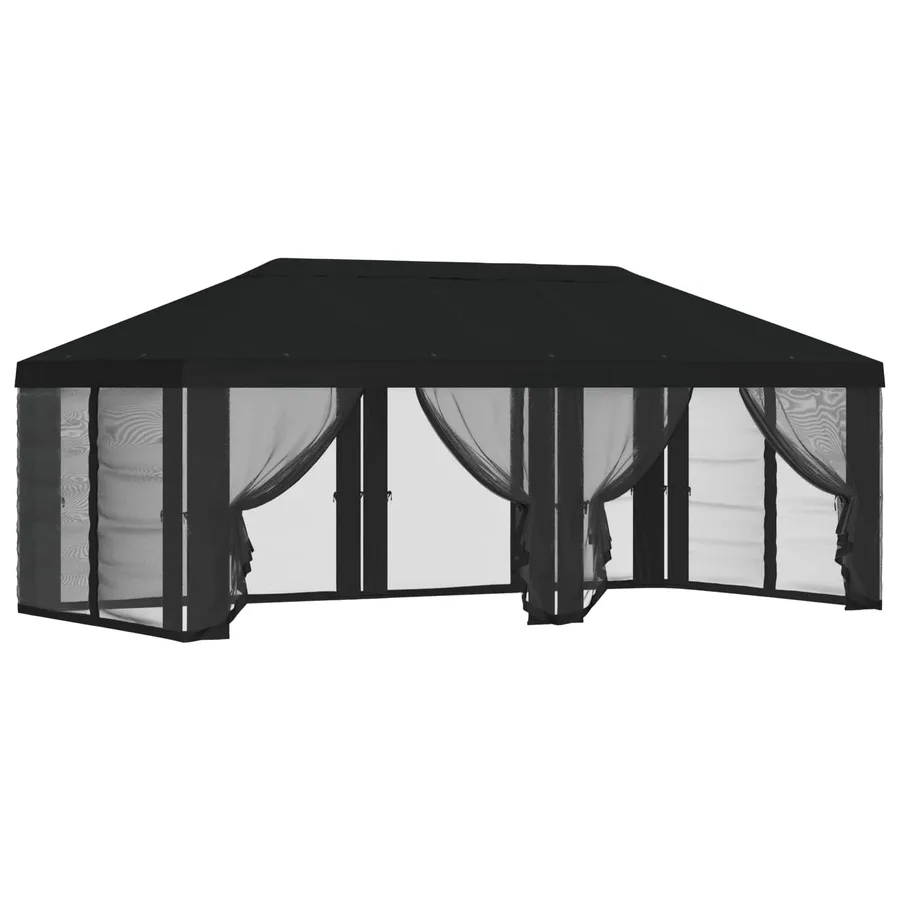 Housse de tonnelle avec murs latéraux Noir 600,5 x 300,5 cm - 2