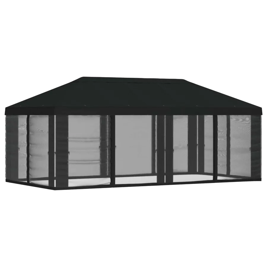 Housse de tonnelle avec murs latéraux Noir 600,5 x 300,5 cm - 3