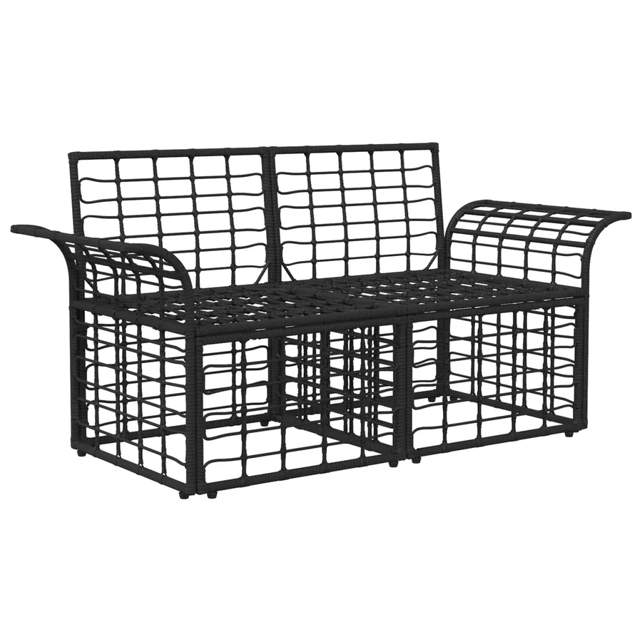 Loveseat d'extérieur 2 pcs Noir et Gris foncé polyrotin - 3