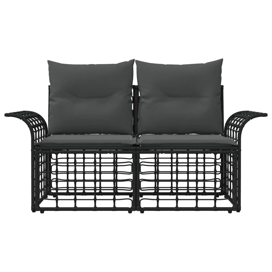Loveseat d'extérieur 2 pcs Noir et Gris foncé polyrotin - 4
