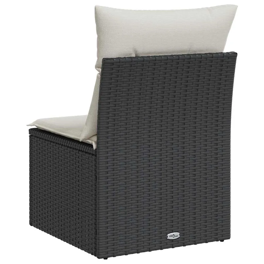 Canapé de jardin sans accoudoirs coussins noir résine tressée - 6