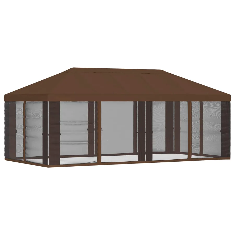 Housse de tonnelle avec murs latéraux Marron 600,5 x 300,5 cm - 3
