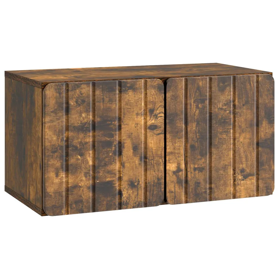 Meuble TV mural 59,5 x 31 x 30 cm Chêne fumé Bois d'ingénierie - 2