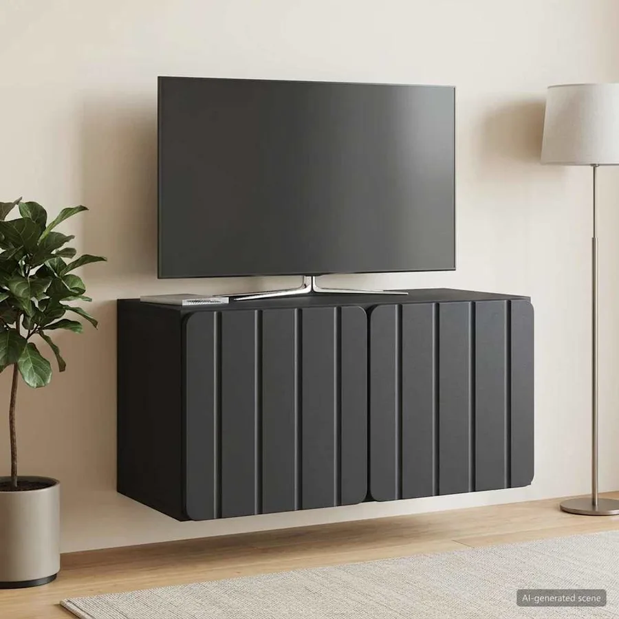 Meuble TV mural 59,5 x 31 x 30 cm Noir Bois d'ingénierie - 4