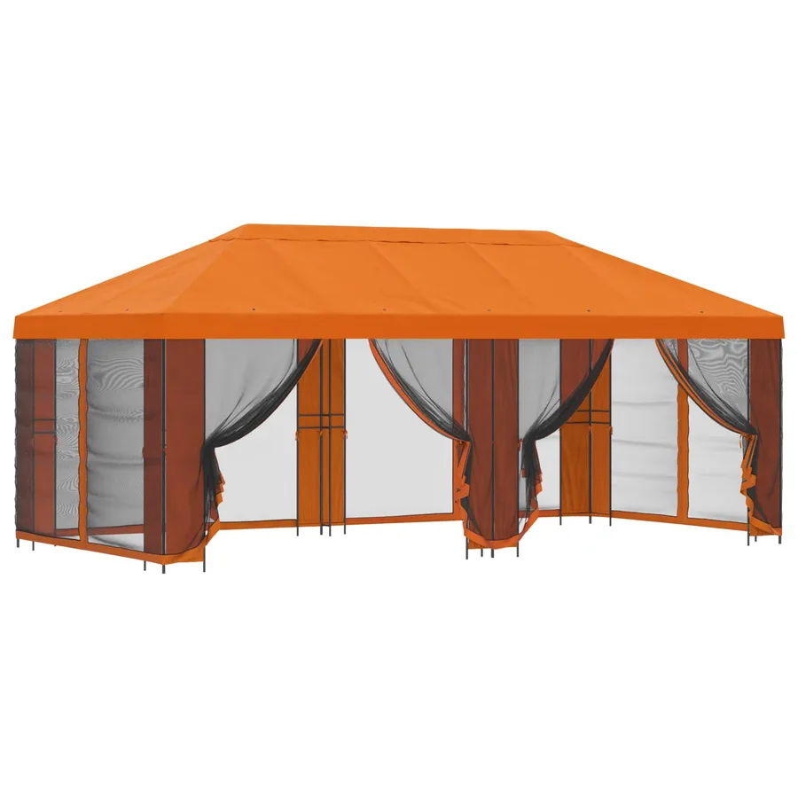 Gazebo avec murs latéraux 6 x 3 m Orange Polyester et Acier 190 - 2