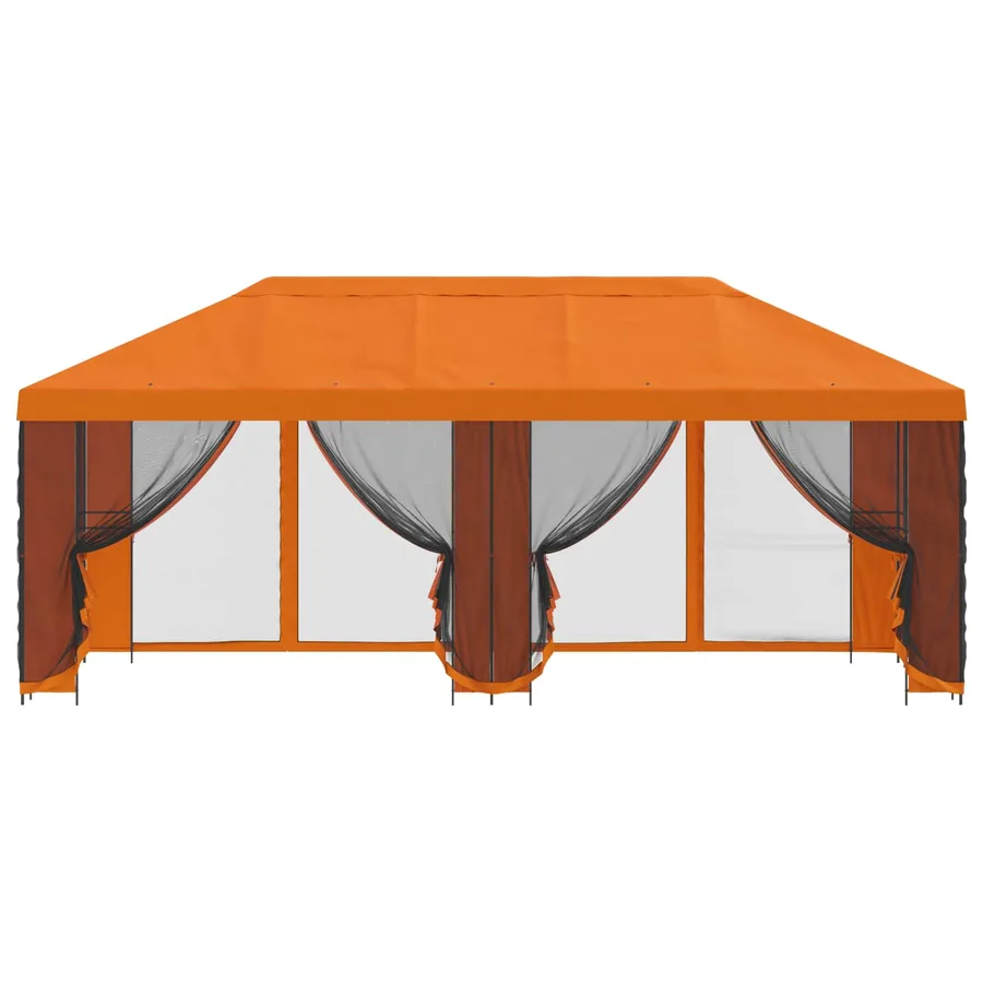 Gazebo avec murs latéraux 6 x 3 m Orange Polyester et Acier 190 - 3