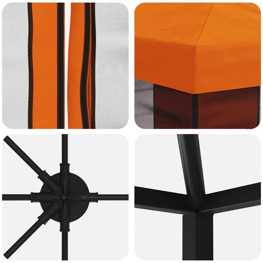 Gazebo avec murs latéraux 6 x 3 m Orange Polyester et Acier 190 - 5