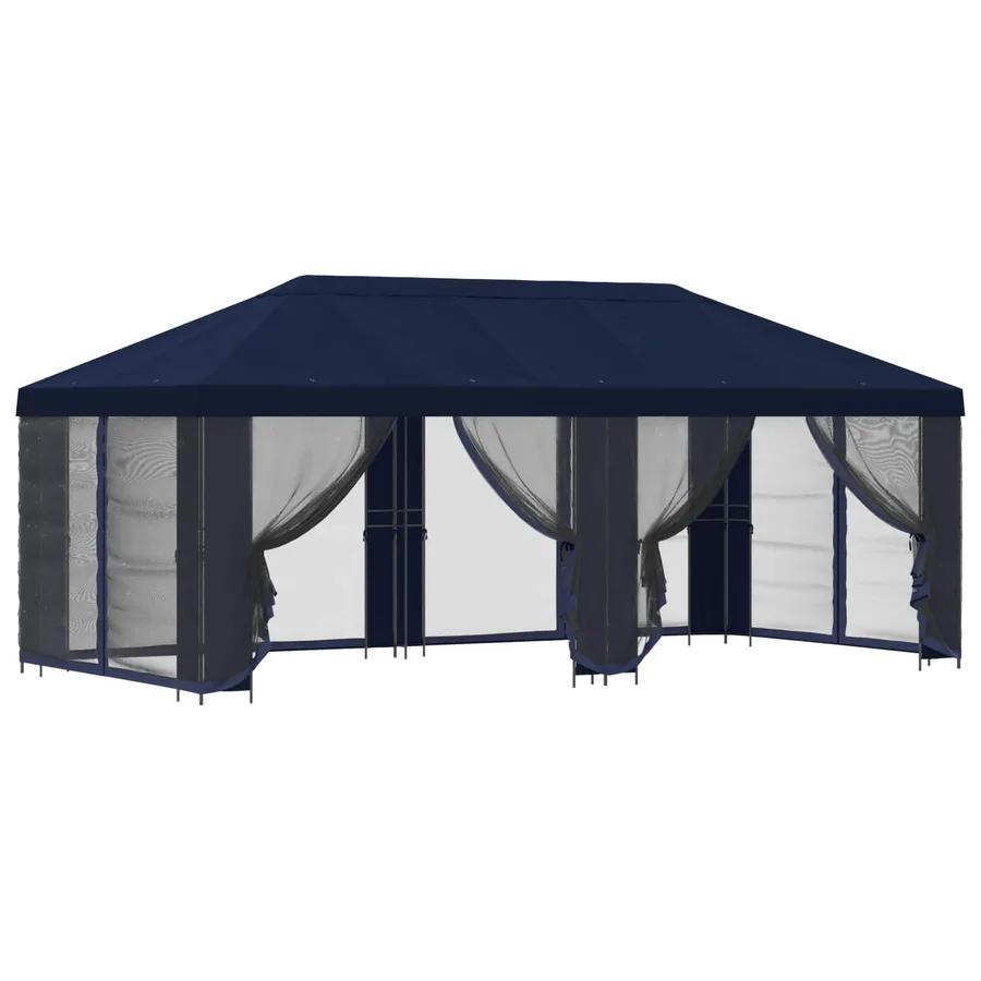 Gazebo avec murs latéraux 6 x 3 m Bleu Polyester et Acier 190 - 2
