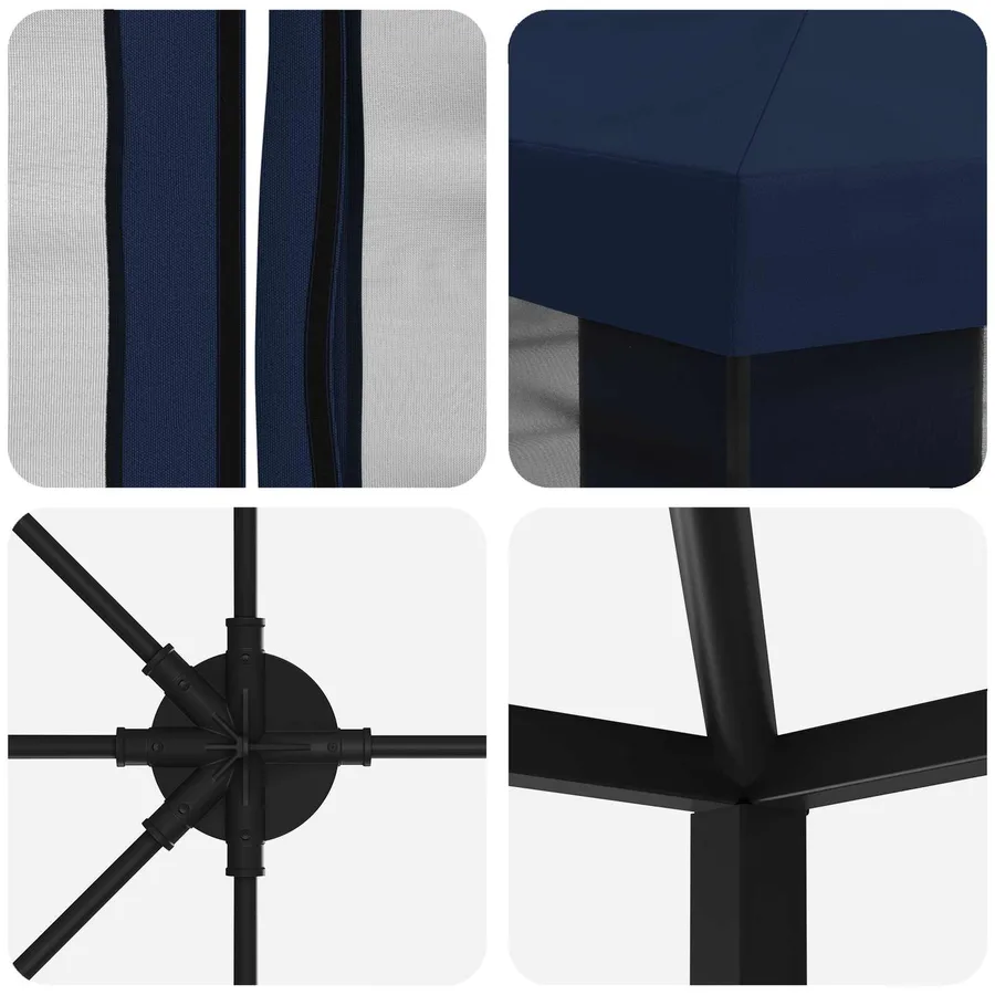 Gazebo avec murs latéraux 6 x 3 m Bleu Polyester et Acier 190 - 5