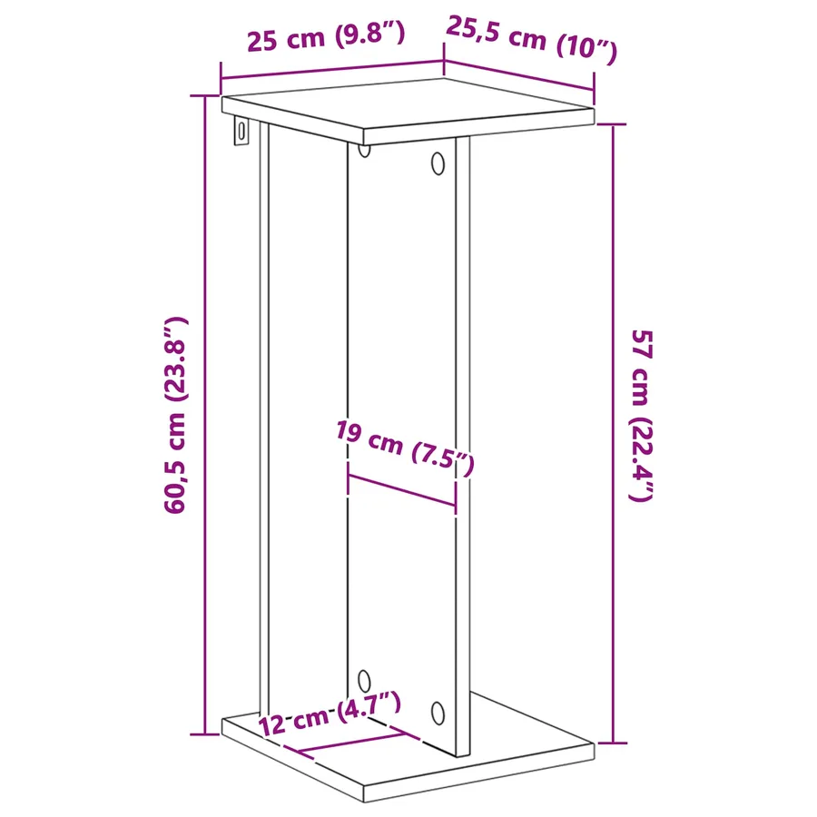 Support de Plante 2 pc Blanc 25 x 25,5 x 60,5 cm - 8