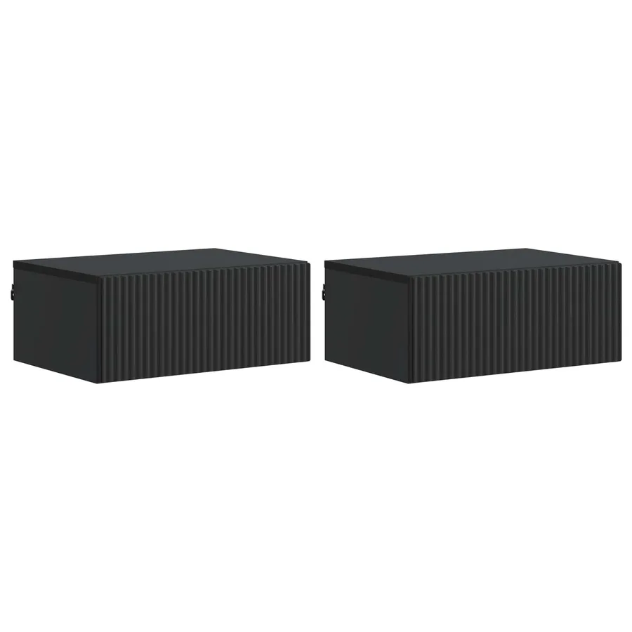 Cabinet de chevet mural 2 pcs Noir 49 x 34,5 x 20 cm - 2
