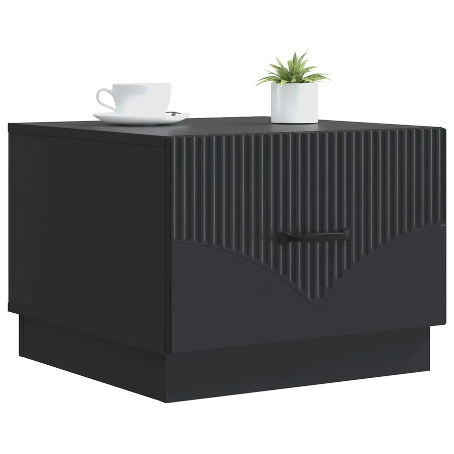 Table basse avec tiroir Noir 49 x 50 x 37 cm Bois d'ingénierie - 3