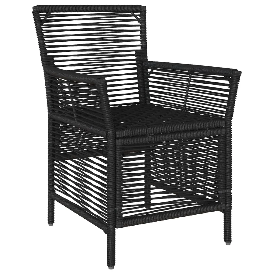 Chaise d'Extérieur avec coussin 2 pcs Noir et Crème polyrotin - 4