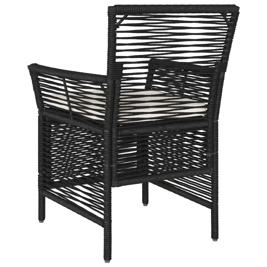 Chaise d'Extérieur avec coussin 2 pcs Noir et Crème polyrotin - 7