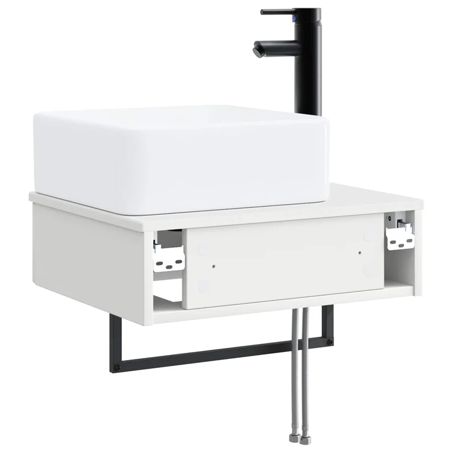 Basin de lavage mural Blanc 50 x 41 x 39 cm Bois d'ingénierie - 5