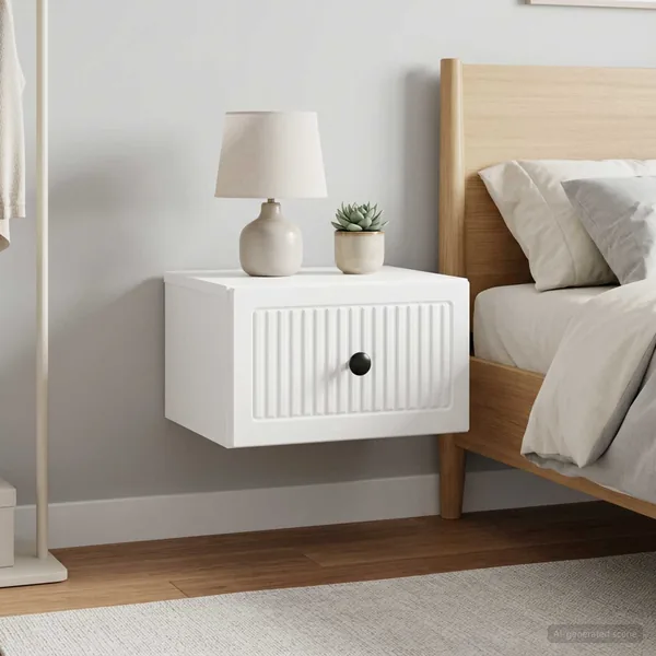 Cabinet de chevet mural 2 pcs Blanc brillant 33 x 34,5 x 20 cm