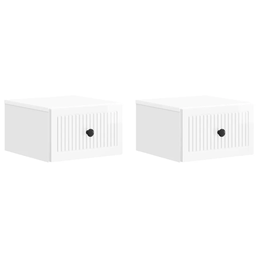 Cabinet de chevet mural 2 pcs Blanc brillant 33 x 34,5 x 20 cm - 2