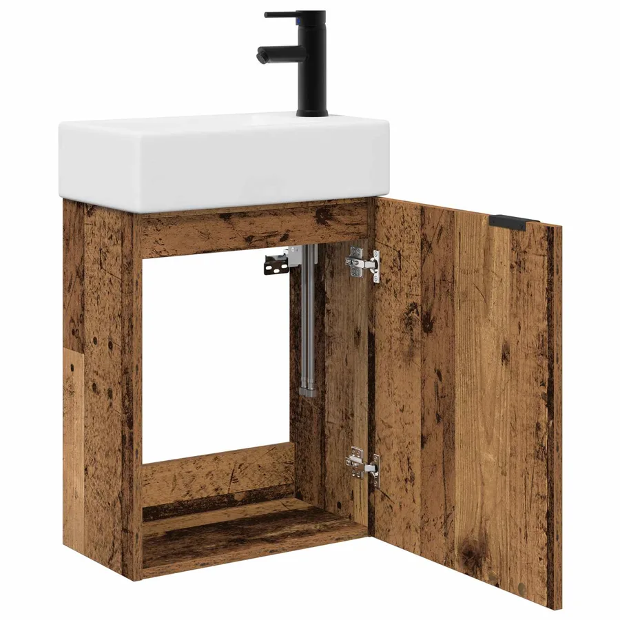 Meuble de salle de bain avec robinet Bois ancien - 4