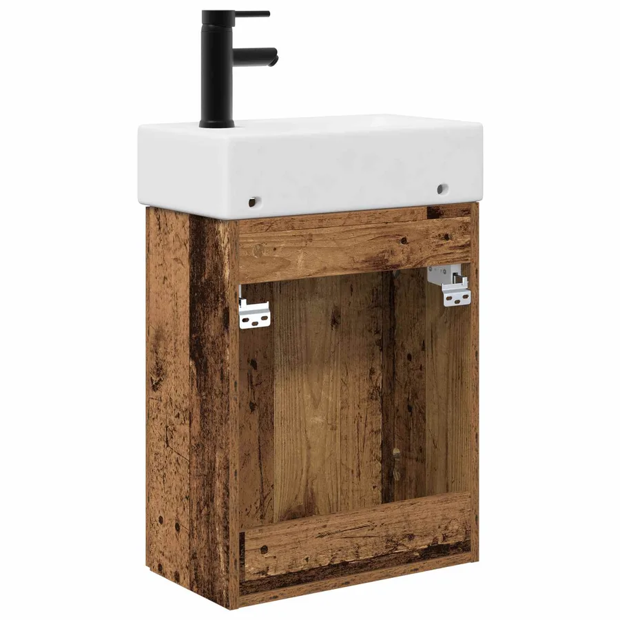 Meuble de salle de bain avec robinet Bois ancien - 7