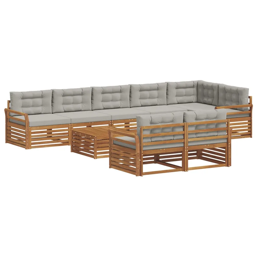 Ensemble de canapés d'extérieur 9 pcs Gris Naturel et Clair - 2