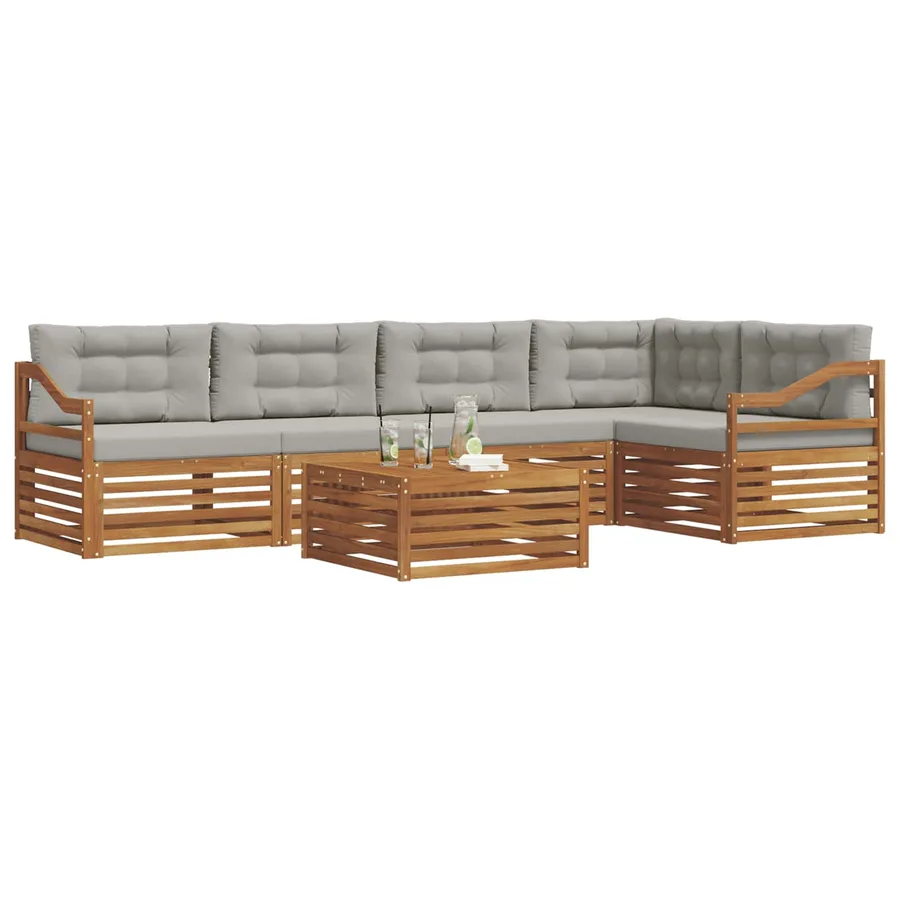 Ensemble de canapés d'extérieur 6 pcs Gris Naturel et Clair - 3